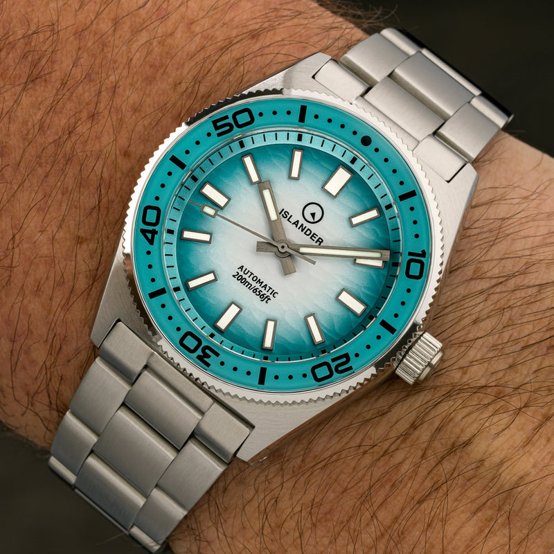 Islander Northport 37mm Automatic Watch with White and Ocean Blue Ripple Fume Dial #ISL-293