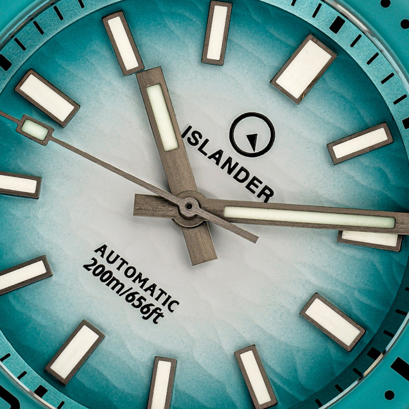 Islander Northport 37mm Automatic Watch with White and Ocean Blue Ripple Fume Dial #ISL-293