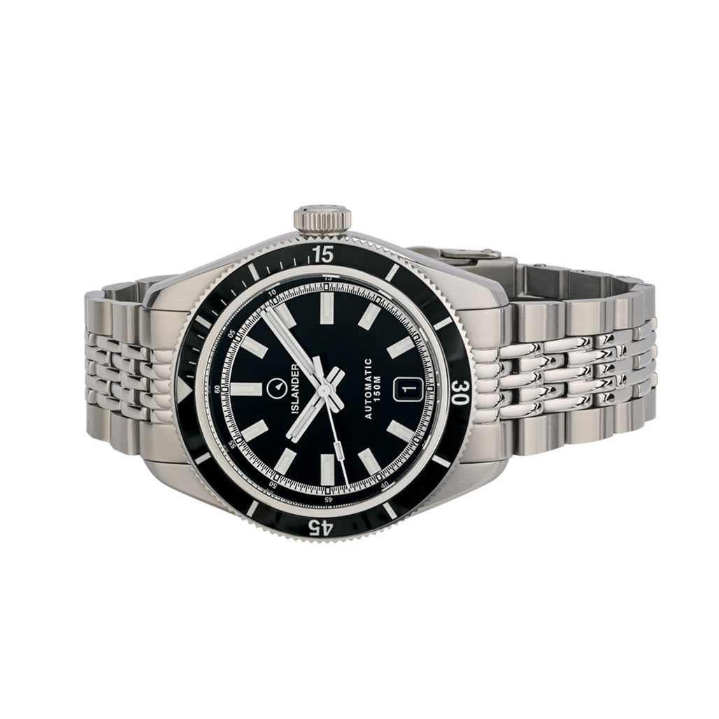 イッシー Islander Port Jefferson Skin Diver Automatic Watch with Ink Black