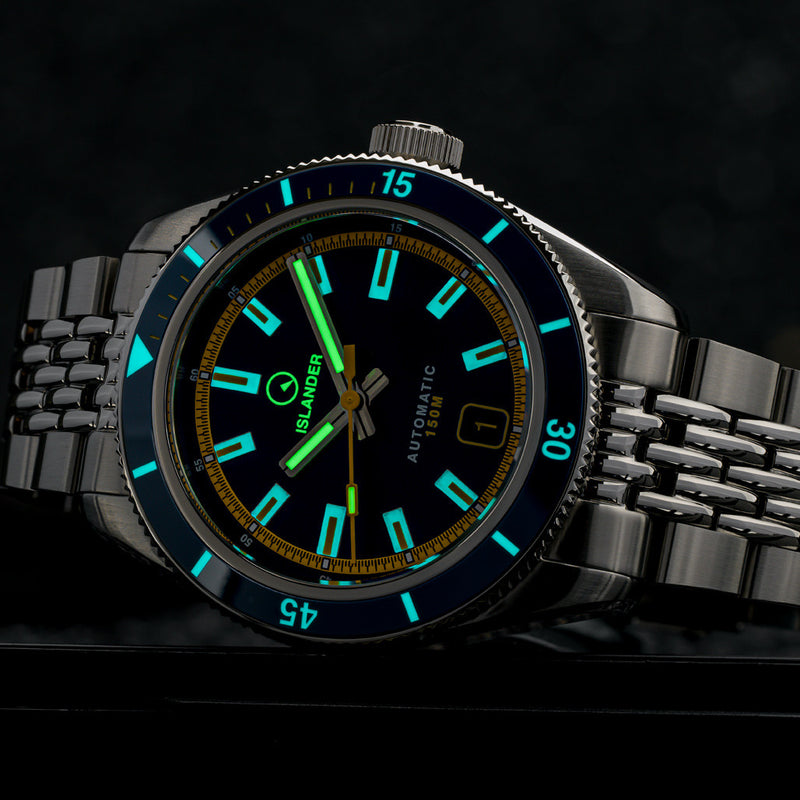 Islander Port Jefferson Skin Diver Automatic Watch with Navy Blue Dial #ISL-297
