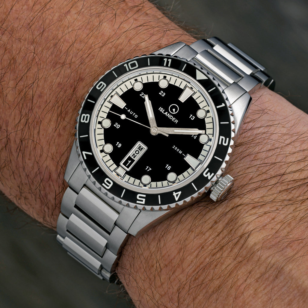 Islander Greenport 39mm Dive Watch with Black and White Dial #ISL