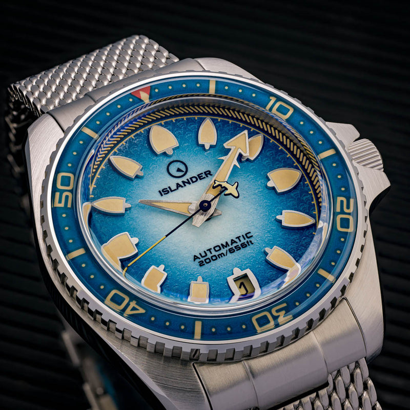 Islander Hudson "Harpoon Diver" 40mm Watch with Degrading Sea Blue Dial #ISL-303