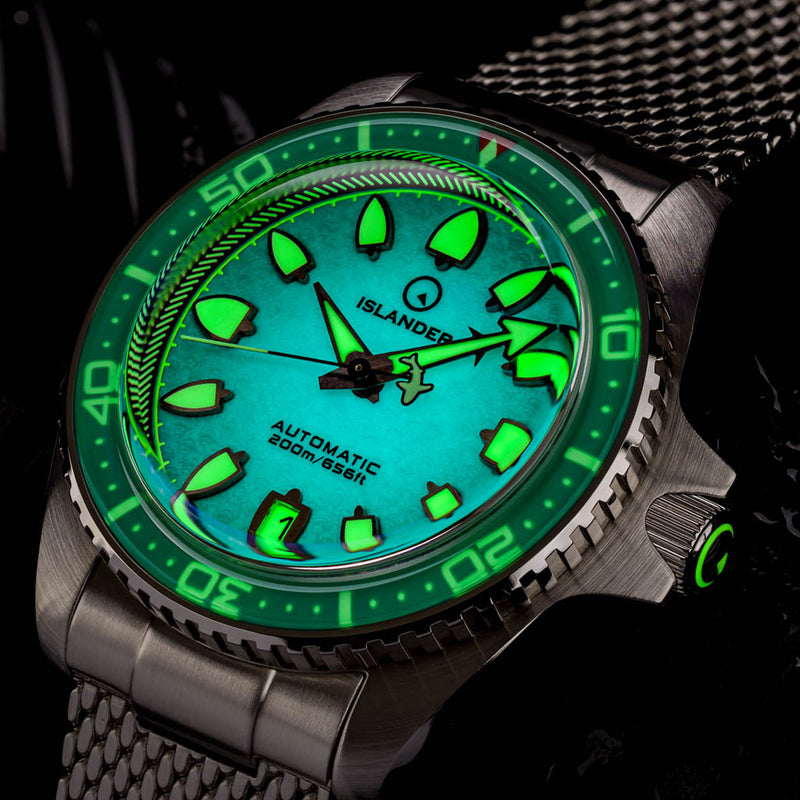 Islander Hudson "Harpoon Diver" 40mm Watch with Degrading Sea Green Dial #ISL-305