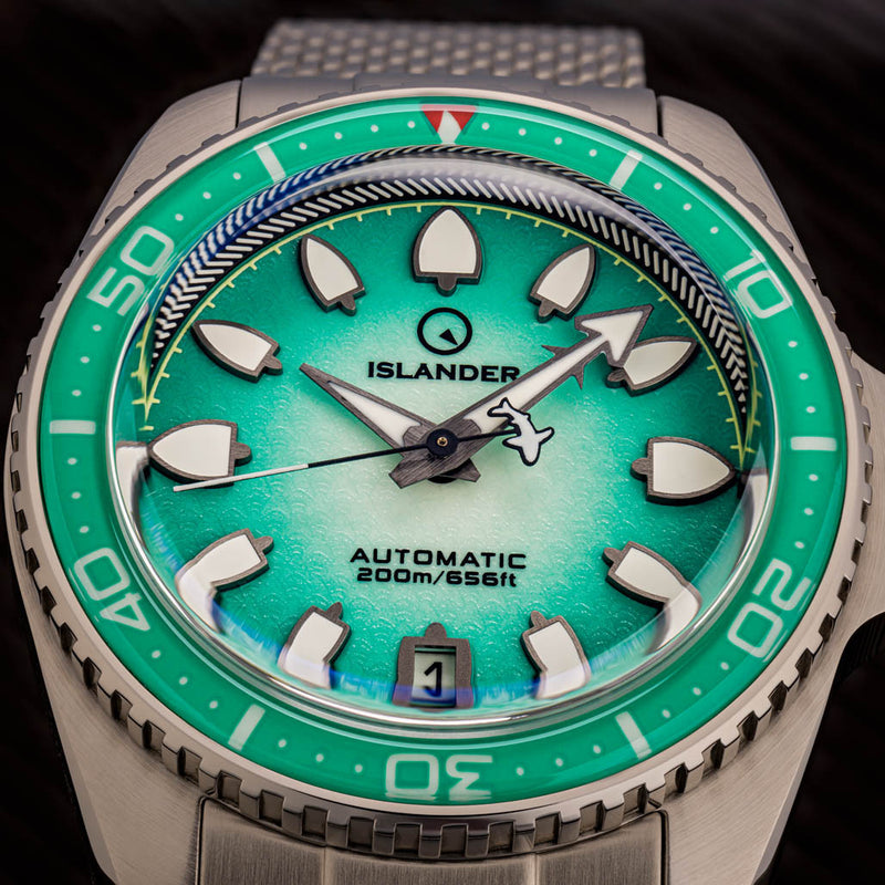 Islander Hudson "Harpoon Diver" 40mm Watch with Degrading Sea Green Dial #ISL-305