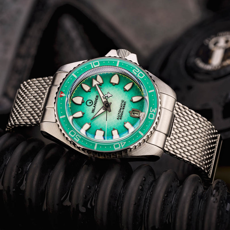 Islander Hudson "Harpoon Diver" 40mm Watch with Degrading Sea Green Dial #ISL-305