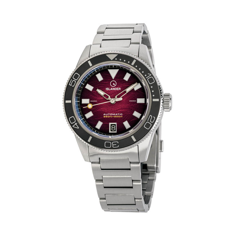 Islander Bayport Automatic Dive Watch with Maroon Wave Dial #ISL-310
