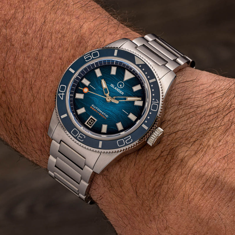 Islander Bayport Automatic Dive Watch with Blue Wave Dial #ISL-311