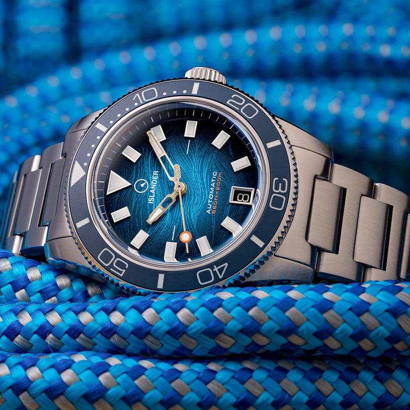 Islander Bayport Automatic Dive Watch with Blue Wave Dial #ISL-311
