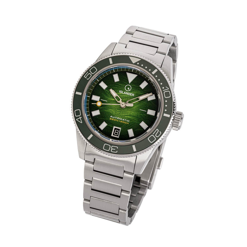 Islander Bayport Automatic Dive Watch with Green Wave Dial #ISL-312