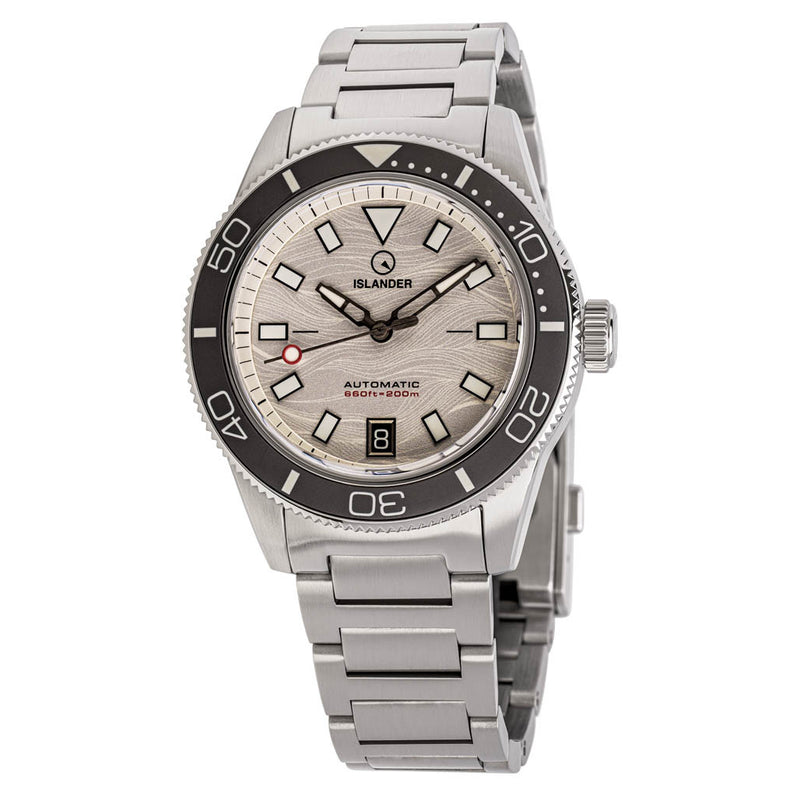 Islander Bayport Automatic Dive Watch with Silver-White Wave Dial #ISL-313