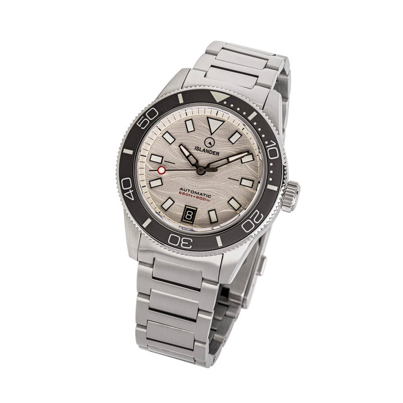 Islander Bayport Automatic Dive Watch with Silver-White Wave Dial #ISL-313