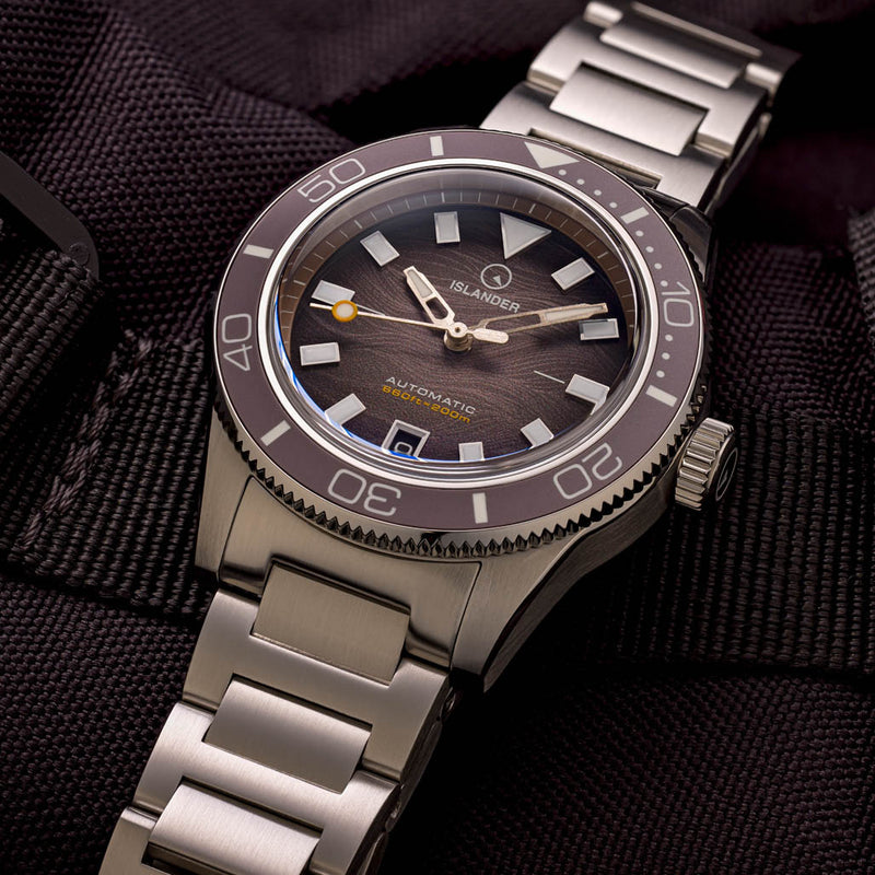 Islander Bayport Automatic Dive Watch with Warm Grey Wave Dial #ISL-314