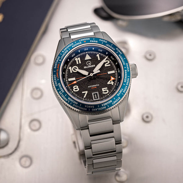 Islander Calabro GMT World Time Automatic Watch with Anthracite Dial #ISL-316