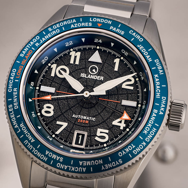Islander Calabro GMT World Time Automatic Watch with Anthracite Dial #ISL-316