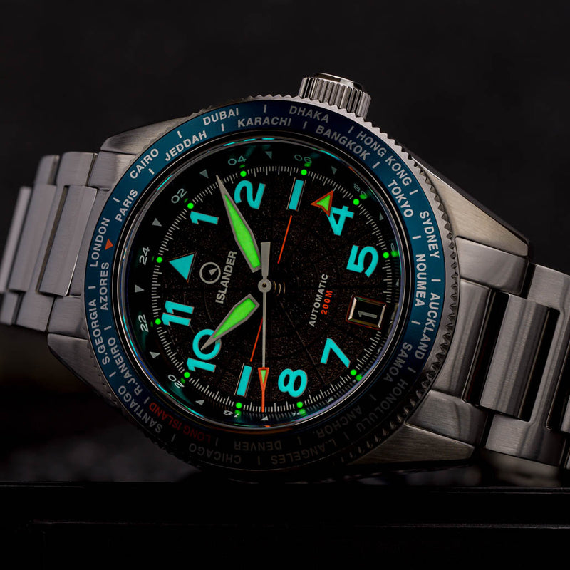 Islander Calabro GMT World Time Automatic Watch with Anthracite Dial #ISL-316