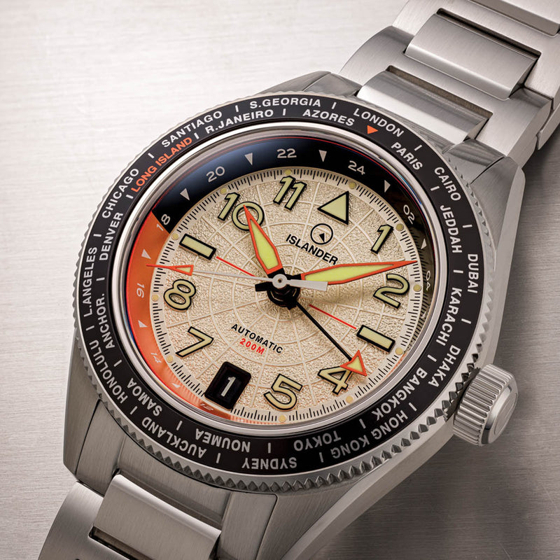 Islander Calabro GMT World Time Automatic Watch with Silver Dial #ISL-317