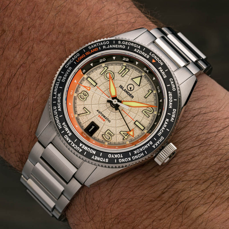 Islander Calabro GMT World Time Automatic Watch with Silver Dial #ISL-317