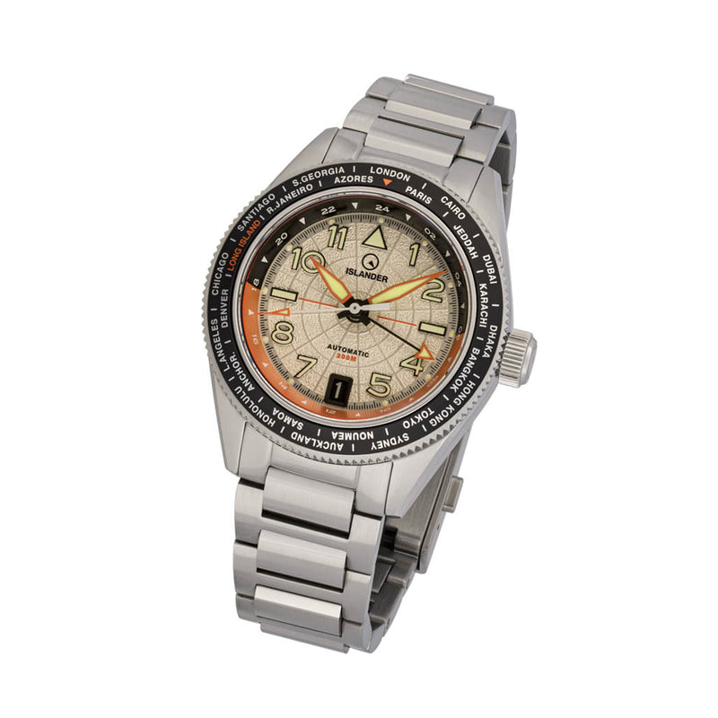 Islander Calabro GMT World Time Automatic Watch with Silver Dial #ISL-317