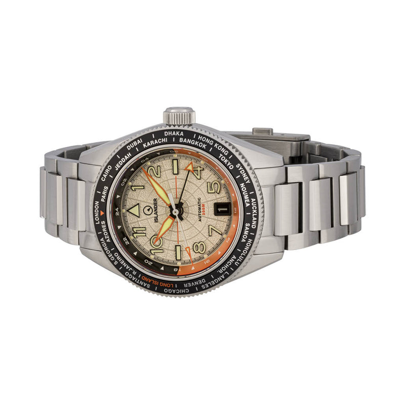 Islander Calabro GMT World Time Automatic Watch with Silver Dial #ISL-317