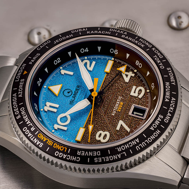 Islander Calabro GMT World Time Automatic Watch with Attitude Indicator Dial #ISL-318