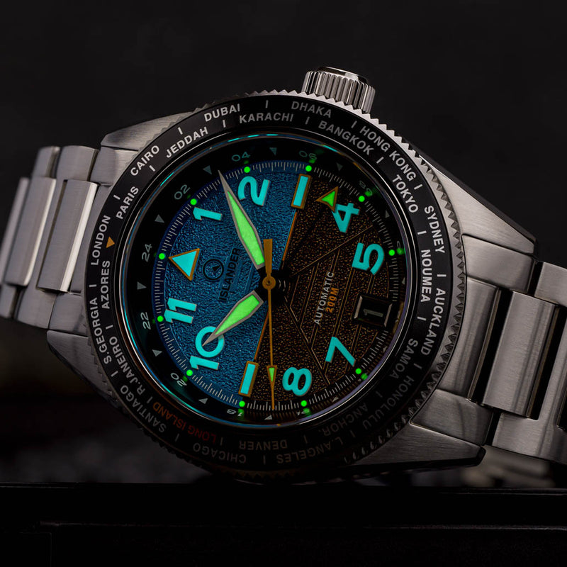 Islander Calabro GMT World Time Automatic Watch with Attitude Indicator Dial #ISL-318