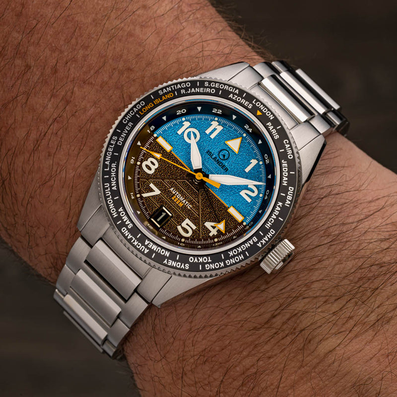Islander Calabro GMT World Time Automatic Watch with Attitude Indicator Dial #ISL-318