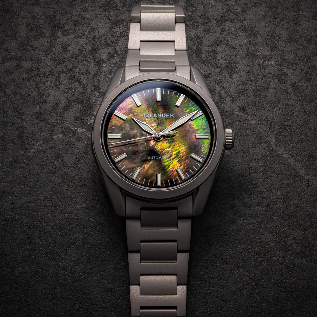 Islander Thunderbolt Pilot Watch with Black Mother of Pearl Dial