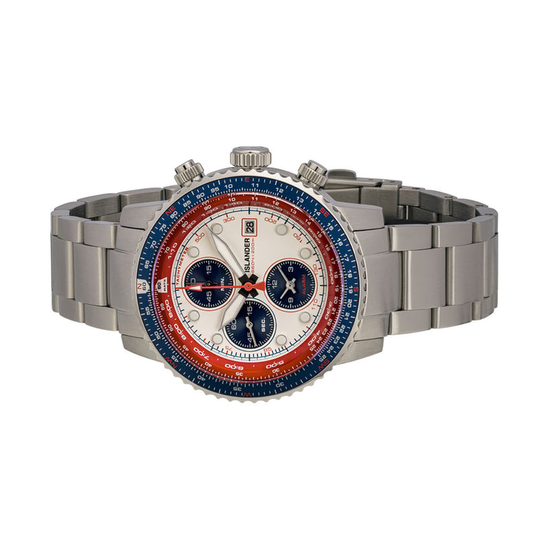 Islander Calverton Flight Chronograph Alarm Watch with White Dial #ISL-324
