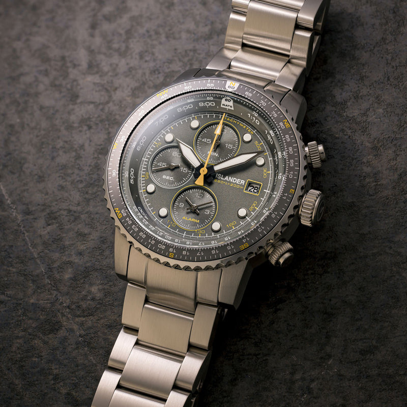 Islander Calverton Flight Chronograph Alarm Watch with Grey Dial #ISL-325