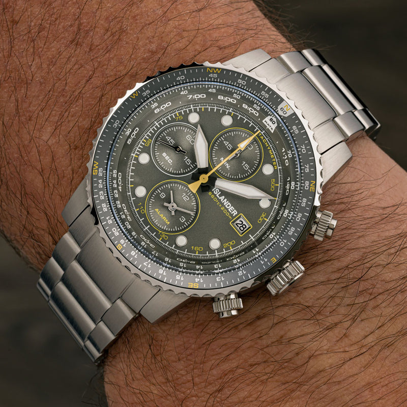 Islander Calverton Flight Chronograph Alarm Watch with Grey Dial #ISL-325