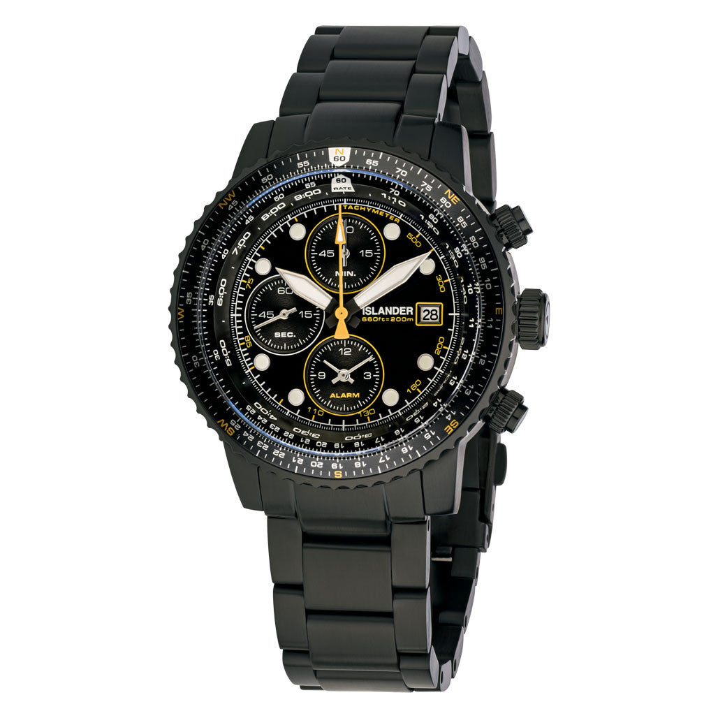 Islander Calverton Flight Chronograph Alarm Watch in IP Black #ISL