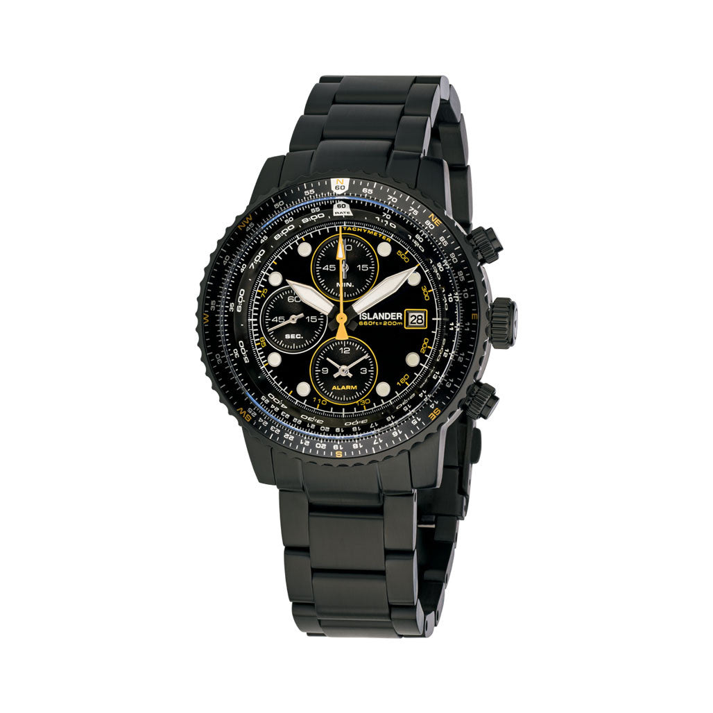 Islander Calverton Flight Chronograph Alarm Watch in IP Black #ISL
