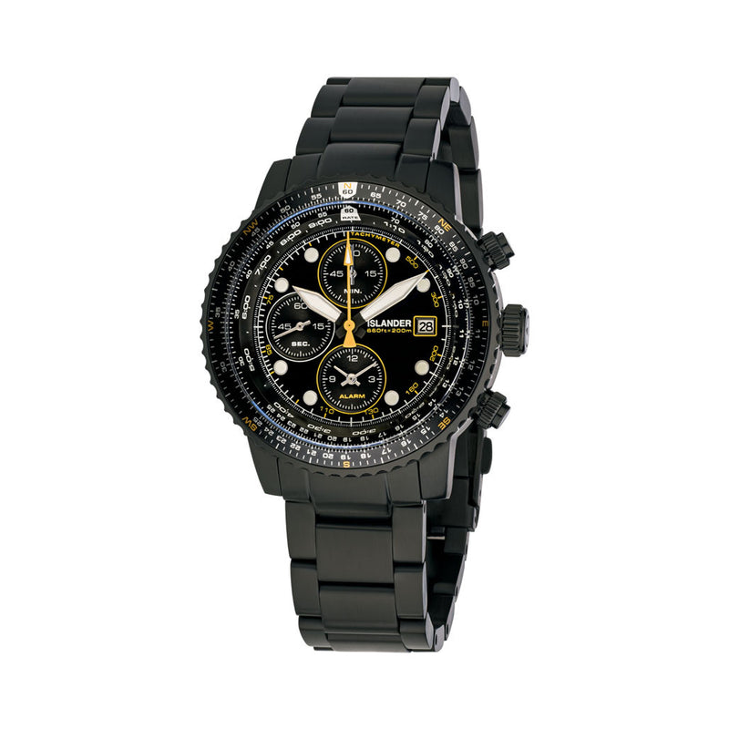 Islander Calverton Flight Chronograph Alarm Watch in IP Black #ISL-326
