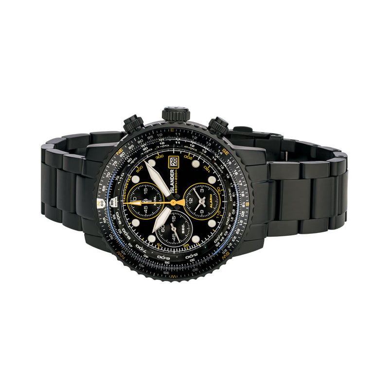 Islander Calverton Flight Chronograph Alarm Watch in IP Black #ISL-326