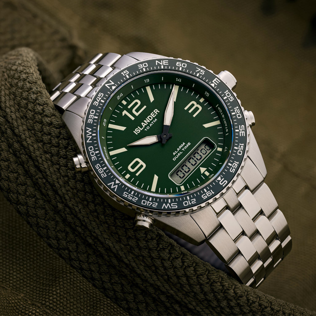 Islander Rocky Point Analog-Digital Watch with Green Dial #ISL-329