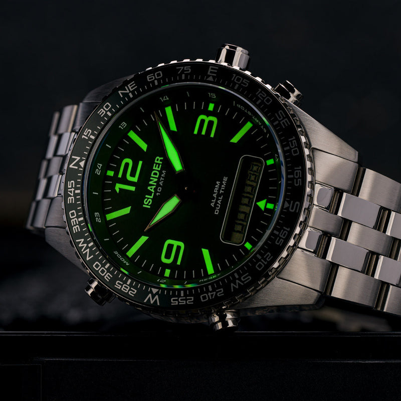 Islander Rocky Point Analog-Digital Watch with Green Dial #ISL-329