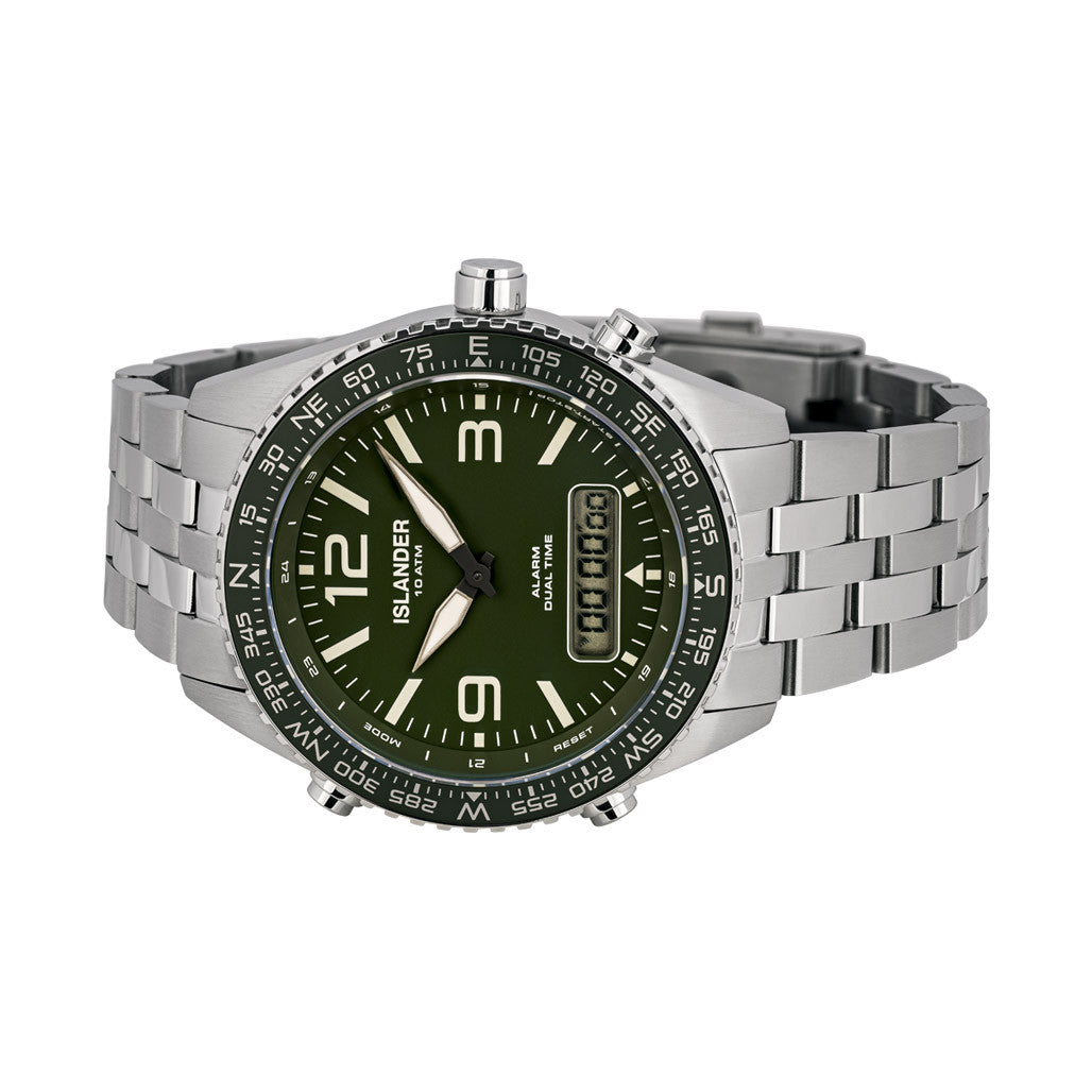 Islander Rocky Point Analog-Digital Watch with Green Dial #ISL-329