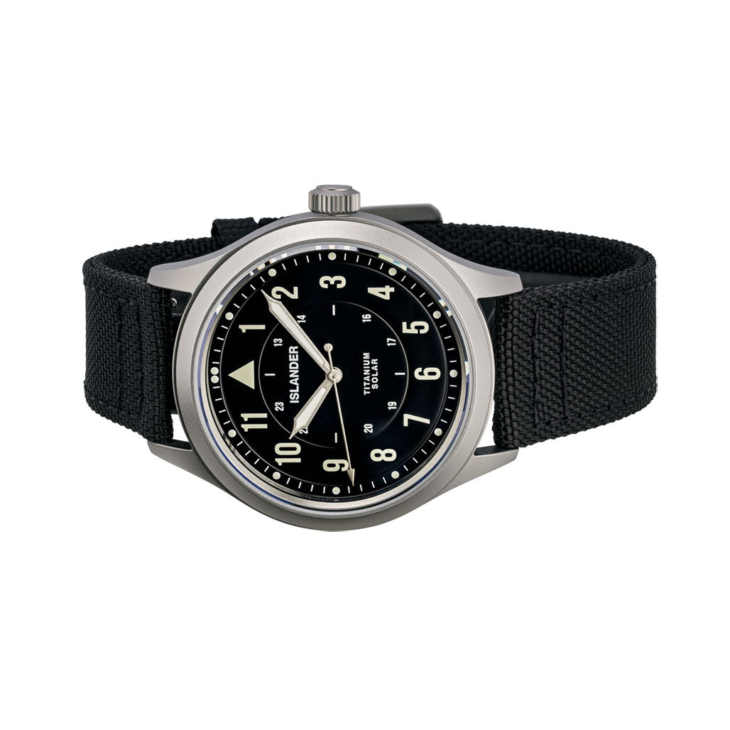 Islander Babylon HV1000 Titanium Solar Field Watch with Black Dial