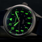 Islander Babylon HV1000 Titanium Solar Field Watch with Blue Dial #ISL-334