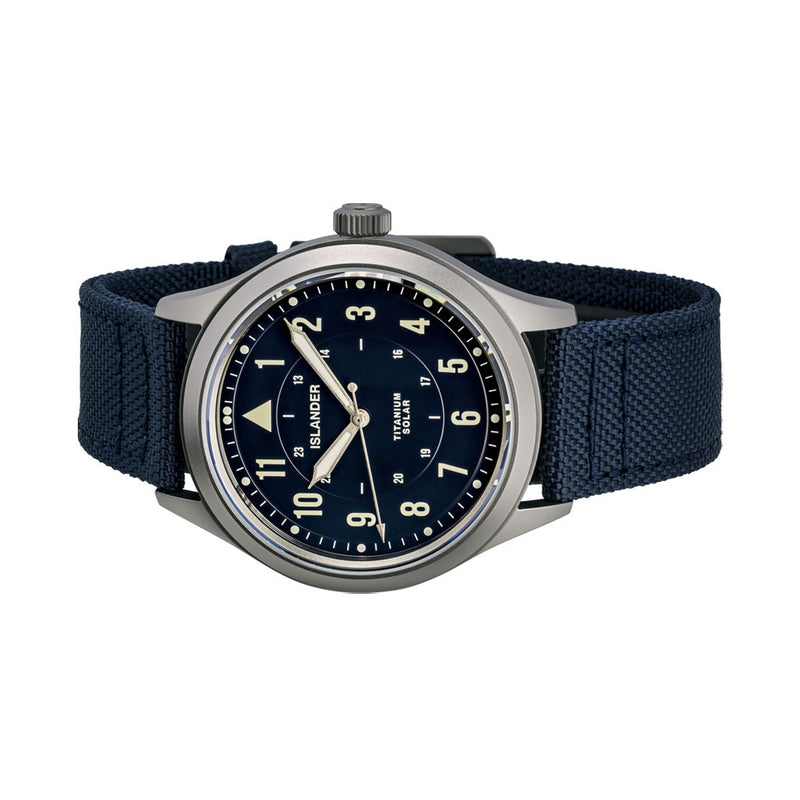 Islander Babylon HV1000 Titanium Solar Field Watch with Blue Dial #ISL-334