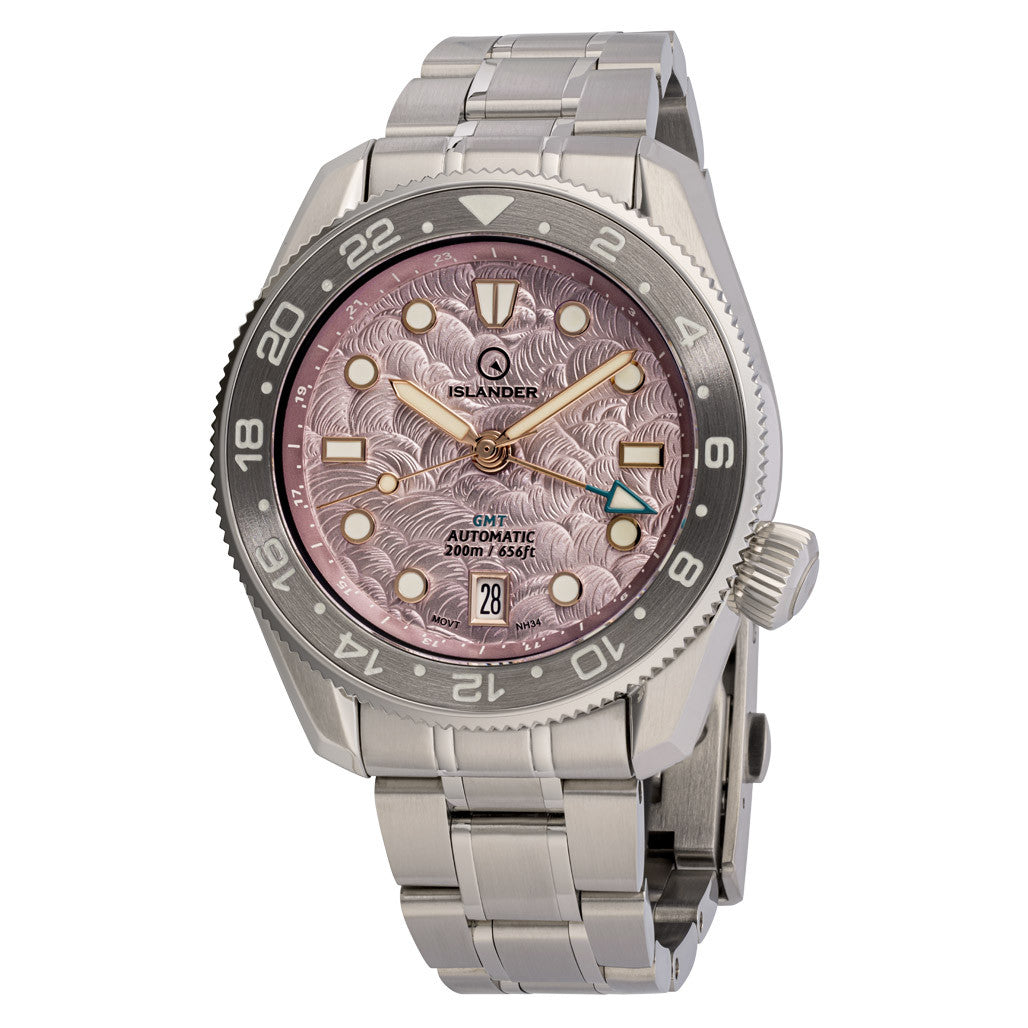 JAPAN TECHNOLOGY オブトゥース Islander JFK Automatic GMT Watch with Cherry Blossom Dial #ISL-337