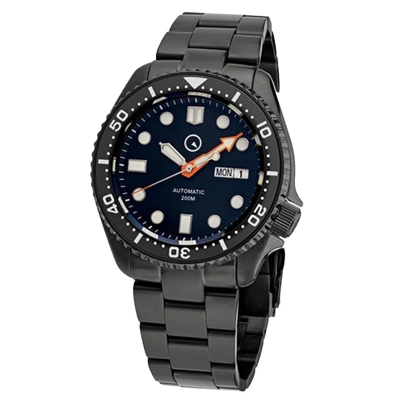 Islander Black Dial Automatic Dive Watch with DLC Case and Bracelet, AR Sapphire Crystal, Luminous Ceramic Bezel Insert #ISL-34