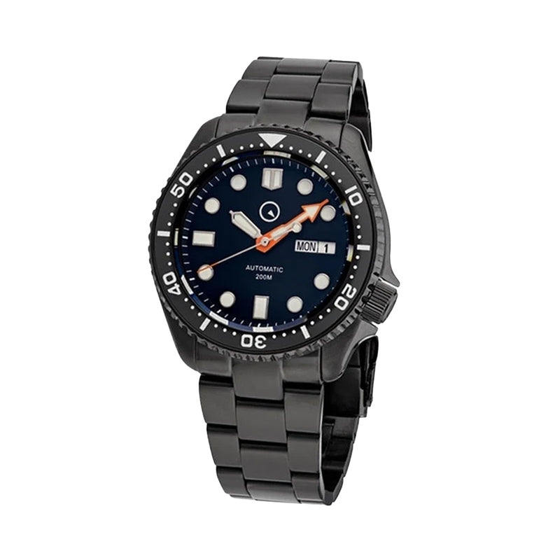 Islander Black Dial Automatic Dive Watch with DLC Case and Bracelet, AR Sapphire Crystal, Luminous Ceramic Bezel Insert #ISL-34