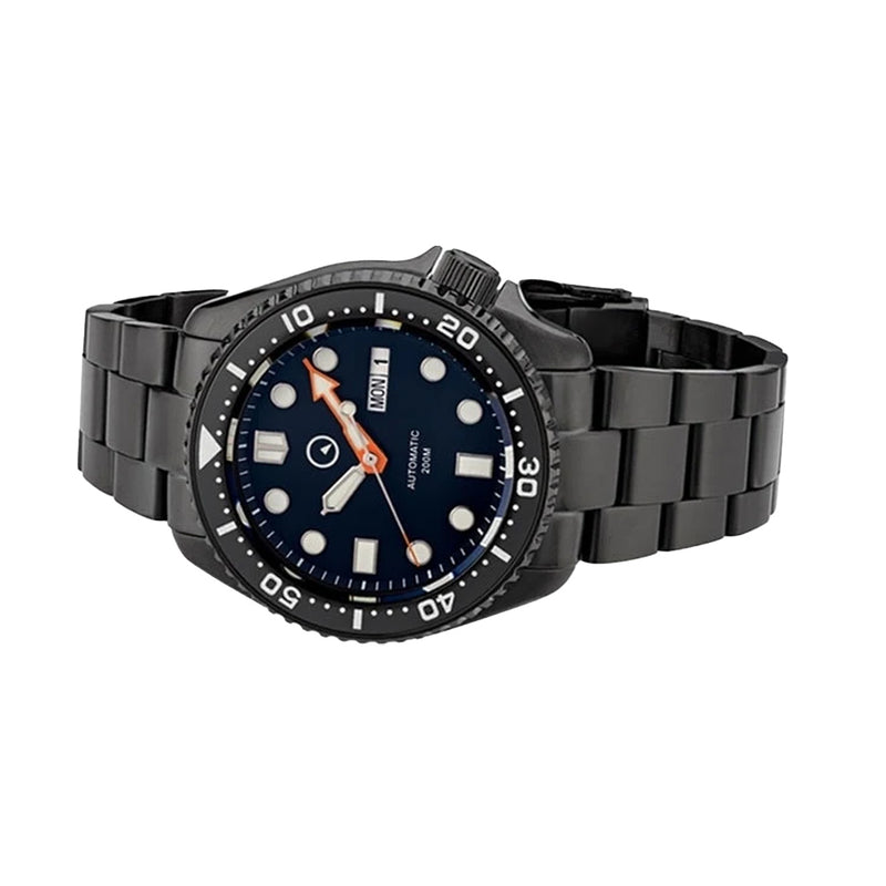 Islander Black Dial Automatic Dive Watch with DLC Case and Bracelet, AR Sapphire Crystal, Luminous Ceramic Bezel Insert #ISL-34