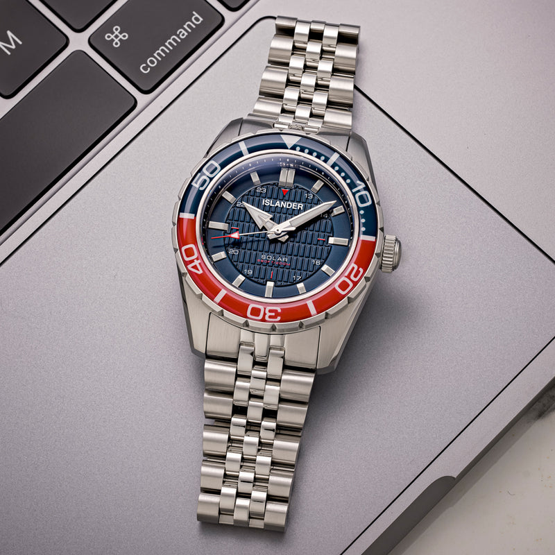 Islander Saltaire 38mm Solar Dive Watch with Blue Dial #ISL-357