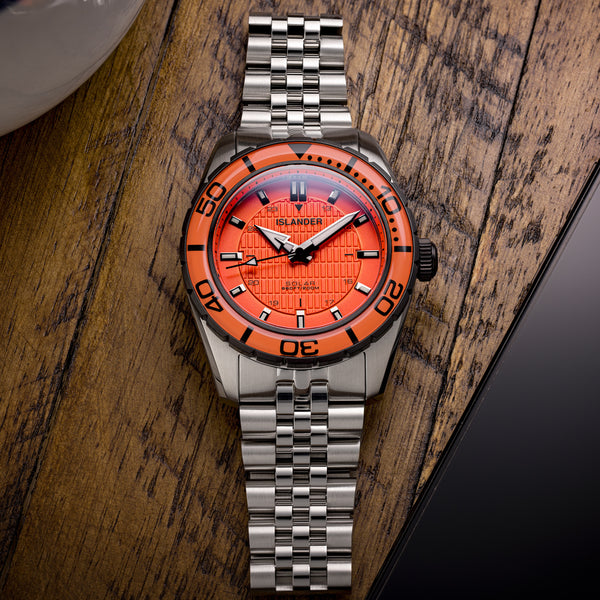 Islander Saltaire 38mm Solar Dive Watch with Orange Dial #ISL-358