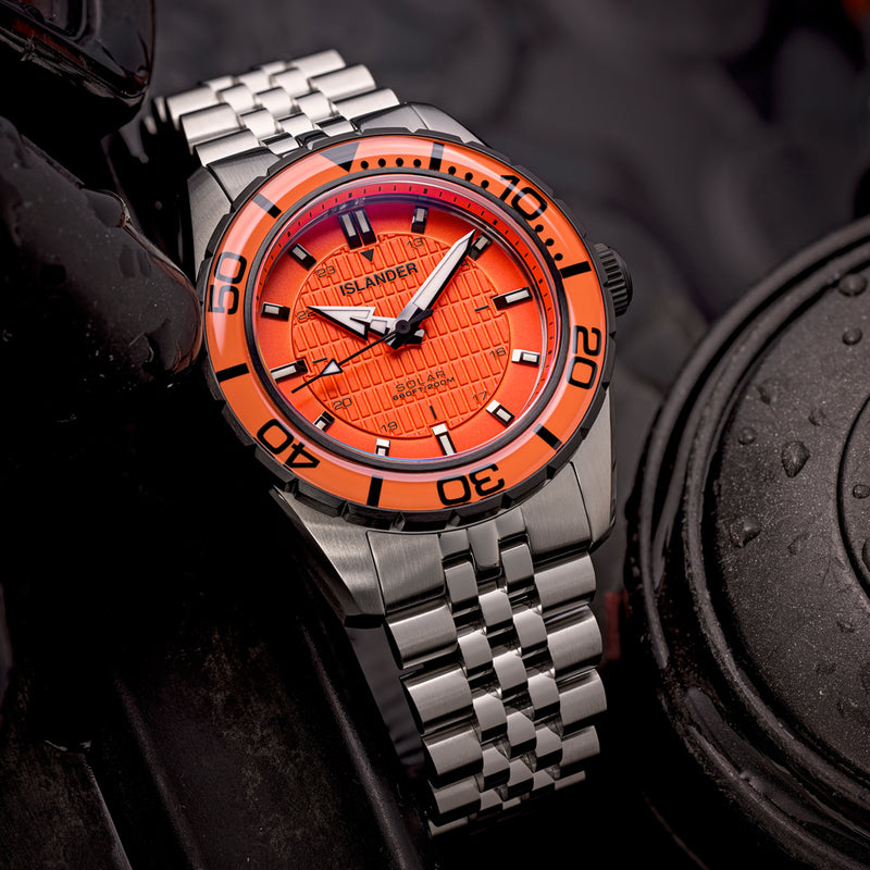 Islander Saltaire 38mm Solar Dive Watch with Orange Dial #ISL-358