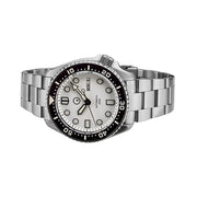 Islander White Dial Automatic Dive Watch with Solid-Link Bracelet, AR Sapphire Crystal, Luminous Ceramic Bezel Insert #ISL-35