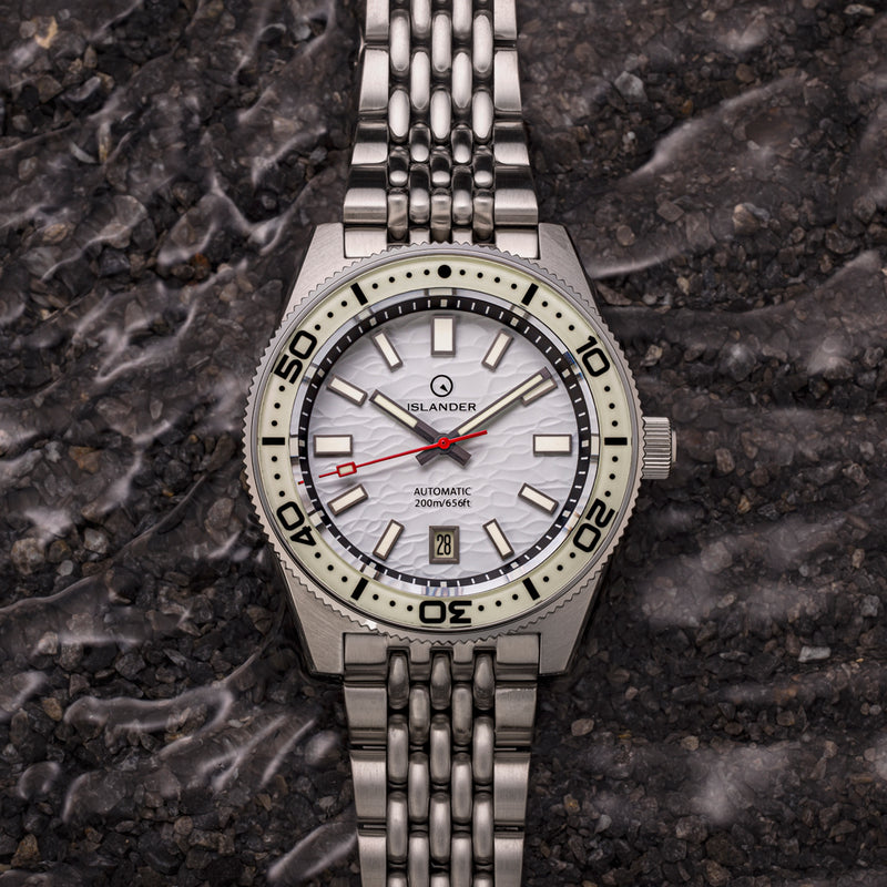 Islander Northport Automatic Dive Watch with White Ripple Dial #ISL-360