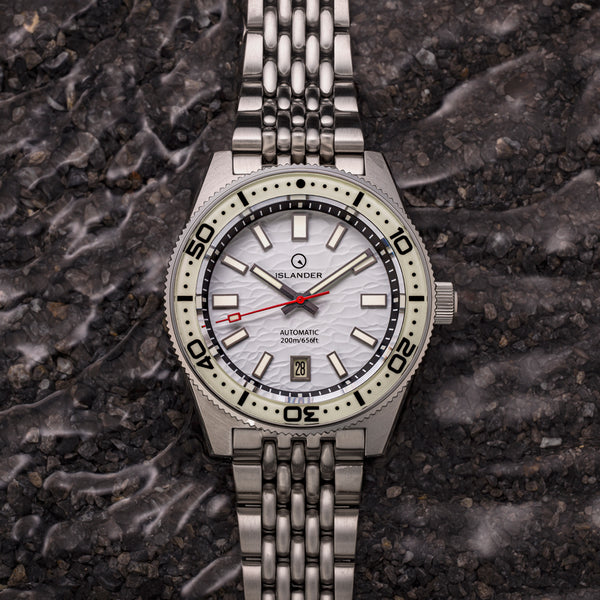 Islander Northport Automatic Dive Watch with White Ripple Dial #ISL-360
